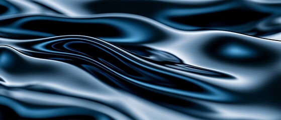 Fototapete - Iridescent liquid waves with gradient reflections, subtle movement and sleek surface
