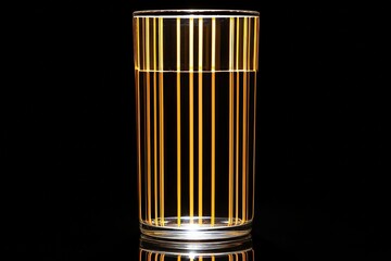 Poster - Elegant minimalist glass design with bright gold lines on a clean black background