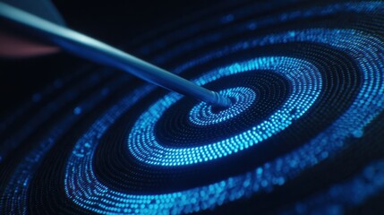 Poster - abstract arrow hitting target glowing blue dots