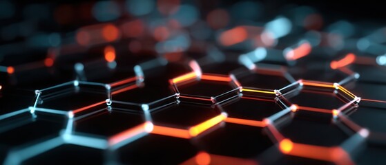 Poster - abstract glowing hexagon pattern