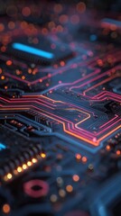 Poster - glowing circuit board closeup