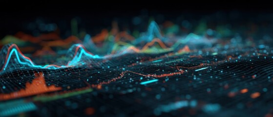 Poster - abstract data visualization colorful lines and shapes