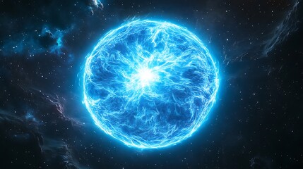 Poster - Electrifying nebula in cosmic expanse glows with radiant energy patterns