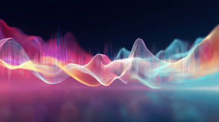 Aufkleber - Abstract digital waveforms with vibrant colors create dynamic and futuristic visual effect, blending pink, blue, and orange hues. flowing lines and glowing gradients evoke energy and motion
