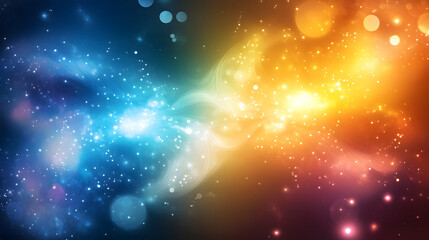 Aufkleber - Vibrant cosmic abstract with blue and orange hues, showcasing shimmering stars and swirling patterns.