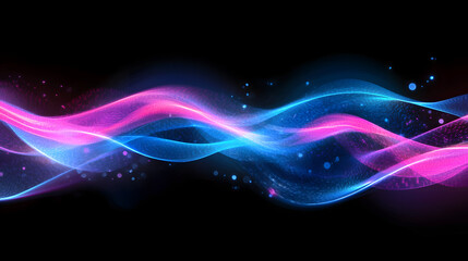 Aufkleber - Abstract wave patterns in vibrant pink and blue hues create a mesmerizing visual effect against a black background.
