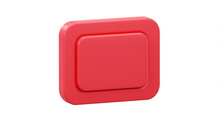 Leinwandbilder - Red 3D rectangular button with rounded corners, isolated on white background. Graphic design element.