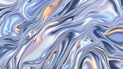 Poster - Liquid Metal Swirl: A mesmerizing abstract artwork showcasing a flowing, rippling liquid metal texture, with cool tones and dynamic movement creating a sense of elegance and sophistication.