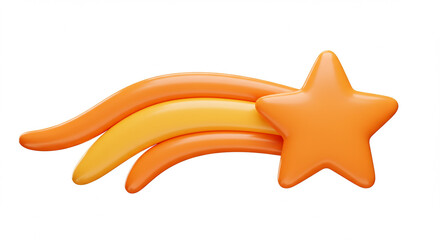 Poster - Orange star with a trail on white background. Concept of success, achievement, or celebration.