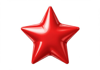 Poster - Red glossy star isolated on white. Shiny five pointed star. Symbol of success, achievement, and excellence.