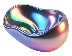 Poster - Iridescent colorful abstract form with smooth shiny surface and fluid shape