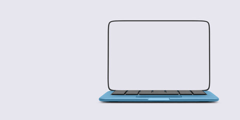Poster - Laptop Computer With Transparent Screen In Minimal Modern 3D Style. Perfect For Technology, Digital Design, Or Remote Work Concepts. Vector Illustration