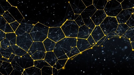 Poster - Intricate network of yellow lines forming a dynamic web of connections representing concepts of collaboration and growth