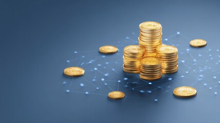 Poster - Pile of gleaming gold coins representing prosperity and wealth accumulation in a decentralized wealth generation simulator