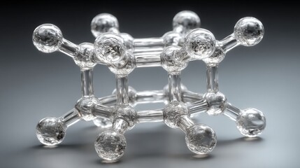 Poster - Intricate glass molecule structure representing digital currency network health and flow detection concept in finance