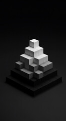 Aufkleber - Abstract Geometric Block Pyramid Stacked Cubes 3D Render Concept
