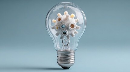 Poster - Whimsical light bulb containing a stuffed animal inside symbolizing innovative ideas and resourcefulness in economy