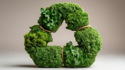 Poster - eye-catching green recycling symbol illustrating sustainable practices in a quantum-modeled circular