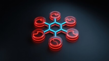 Poster - Unique red and blue snowflake design showcasing creative patterns and colors representing winter and festive themes