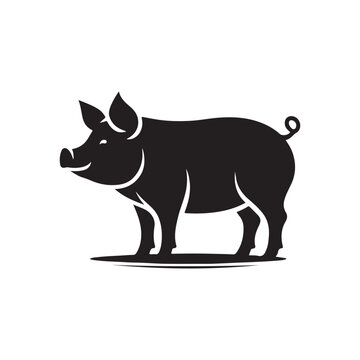 Elegant Pig Silhouette Icons and Logos in Vector Format pig face logo, pig head, icon, logo, Vector illustration, The best of pig Silhouette icon, pig head logo vector, black and white logo