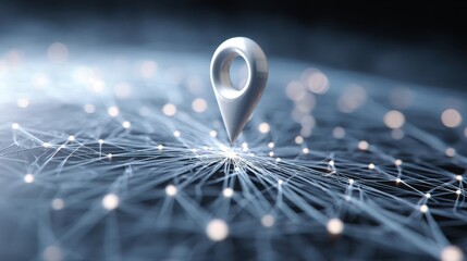 Poster - Pin placed on a map representing real-time digital capital flight radar for monitoring financial trends