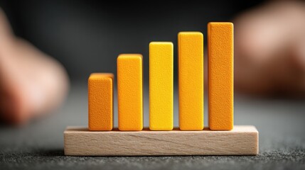Poster - A wooden block with a bar chart depicting real-time sovereign asset-to-liability balance tool icon concept for analysis