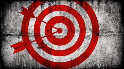 Poster - A red on a concrete wall illustrating real-time tax efficiency radar icon concept for policy roi scorecard