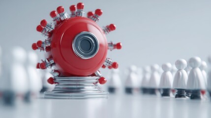 Poster - A distinct red camera surrounded by white cameras illustrating the concept of capital allocation in a visual format