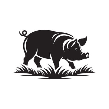 Elegant Pig Silhouette Icons and Logos in Vector Format pig face logo, pig head, icon, logo, Vector illustration, The best of pig Silhouette icon, pig head logo vector, black and white logo