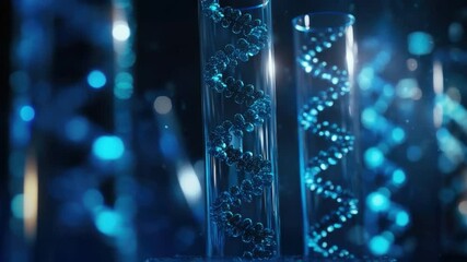Poster - Close-Up of Elegant Blue Spiral Tube with Bright Bokeh Effect Creating an Ethereal Sci-Fi Atmosphere 4k video footage