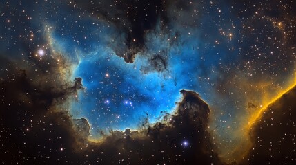 Wall Mural - magnificent nebula, cosmic starfield, dark dust clouds and celestial light, outer space scene.