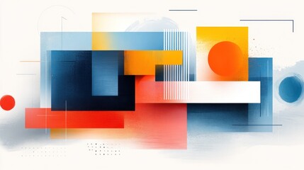 Poster - Abstract geometric shapes, vibrant colors, dynamic composition
