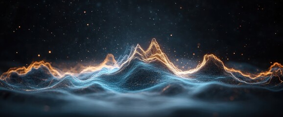 Poster - Abstract landscape of luminous mountains