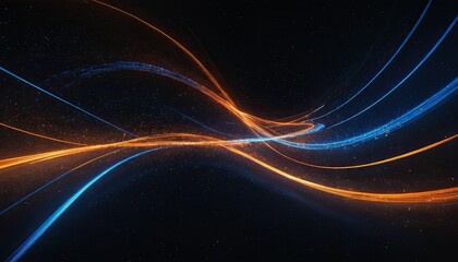 Fototapete - Abstract Glow Waves Shiny golden moving lines design element with glitter effect on dark background
5