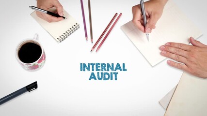 Wall Mural - Internal Audit Concept. The Meeting at the white Office Table. 4K Video