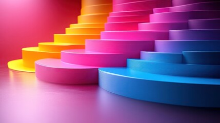 Poster - Colorful, curved steps, gradient design