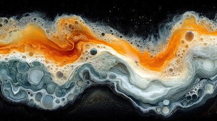 Poster - Abstract fluid art with swirling colors and bubbles