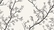 © ULFAITA - Elegant black and white cherry blossom branches pattern