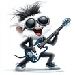 © Matija - A wild cartoon monkey in sunglasses and spiky hair rocking out with a blue electric guitar