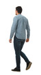© 1STunningART - Full length rear view portrait of a young businessman walking isolated on transparent background