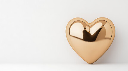 Fototapete - Golden Heart: Minimalist Valentine's Day Decoration. A gleaming heart, perfect for spreading love and joy. A symbol of affection and elegance.