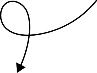 Poster - Hand drawn arrows. Hand drawn freehand different curved lines, swirls arrows. Curved arrow line. Doodle, sketch style. Isolated Vector illustration.