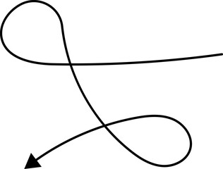 Poster - Hand drawn arrows. Hand drawn freehand different curved lines, swirls arrows. Curved arrow line. Doodle, sketch style. Isolated Vector illustration.