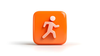 Poster - An orange square icon featuring a white running figure, symbolizing fitness and activity.