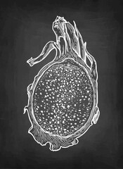 Wall Mural - half a dragon fruit chalk sketch.