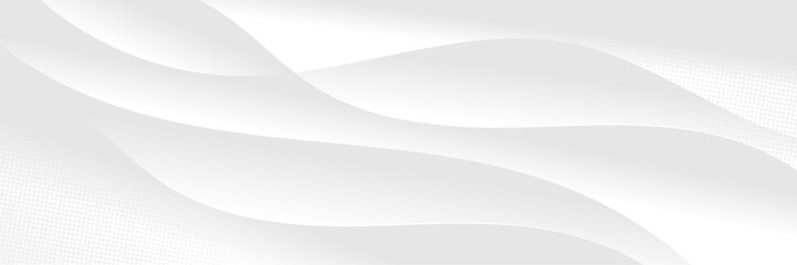 Poster - abstract white luxurious paper waves background. white and light gray gradient texture wave curve li