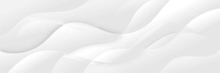 Poster - abstract white luxurious paper waves background. white and light gray gradient texture wave curve li