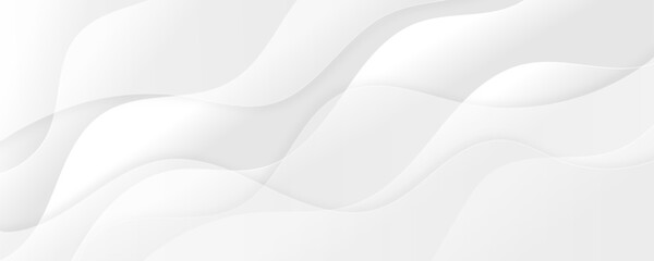 Poster - abstract white luxurious paper waves background. white and light gray gradient texture wave curve li