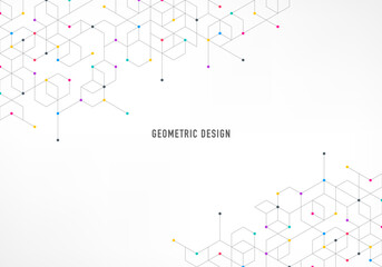 Fototapete - Abstract vector background with simple geometric figures and dots. Graphic design element and polygonal shape pattern