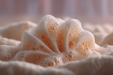 Poster - A close-up of a foamy, bubbly structure with a soft, creamy texture, highlighting the intricate details of the bubbles and the interplay of light and shadow.